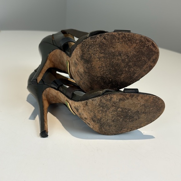 L.A.M.B. Brown/Grey Strappy Heels - Picture 6 of 11